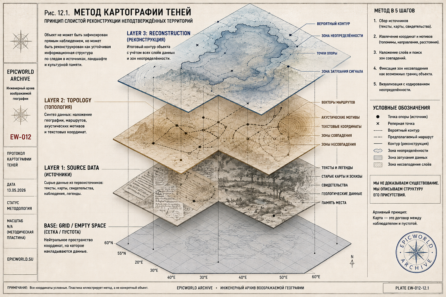 Архивная мета-карта картографии теней: слои источников, топологии и реконструкции неподтверждённой территории